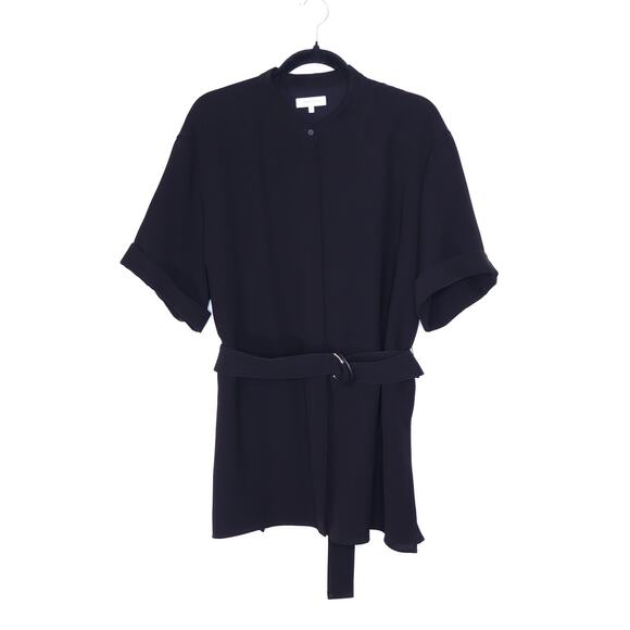 LAFAYETTE 148 Finesse Crepe Belted Shacket Black Button Down Women's XL - Picture 1 of 10